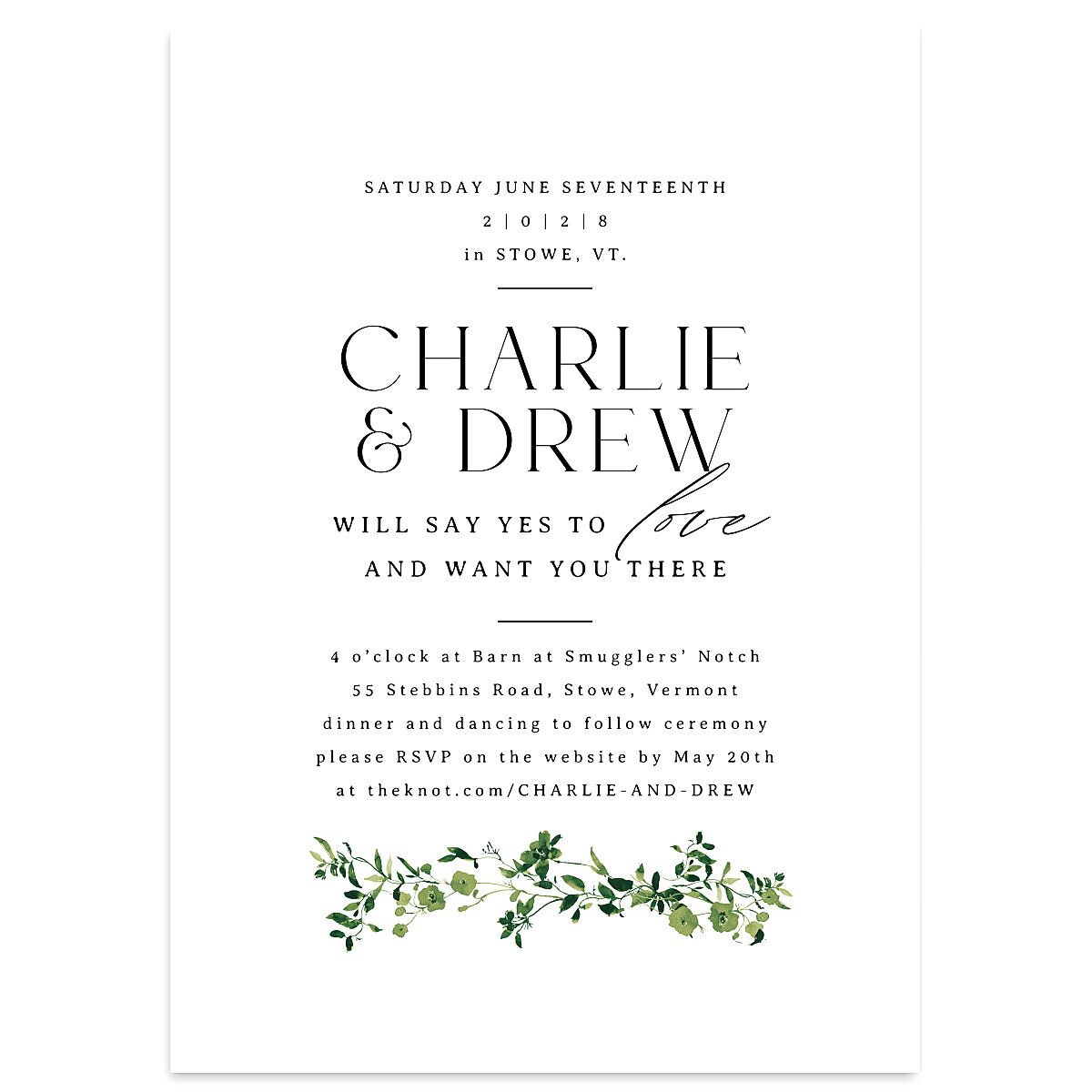 Simple Vine Wedding Invitations