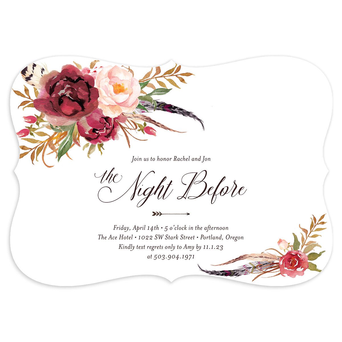 Bohemian Floral Rehearsal Dinner Invitations