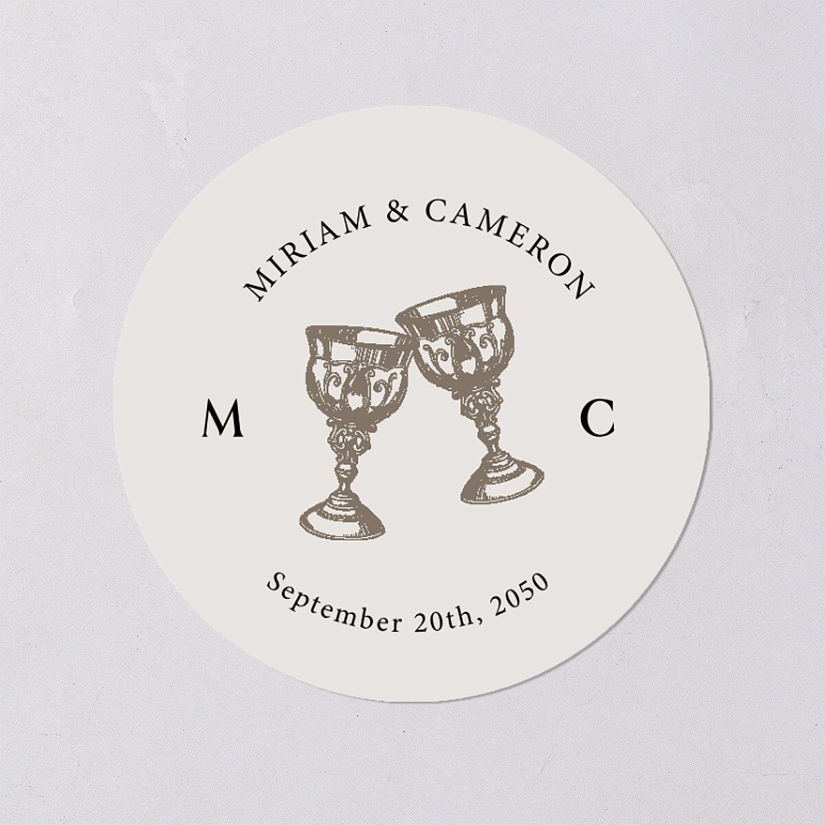 Romantic Fantasy Wedding Stickers Champagne Circle