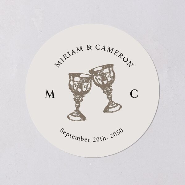 Romantic Fantasy Wedding Stickers Champagne Circle