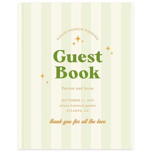 Colorful Retro Stripes Guest Books Sea Foam