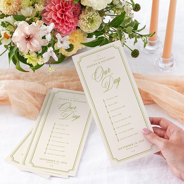We're Getting Married Wedding Programs Deep Olive Signature