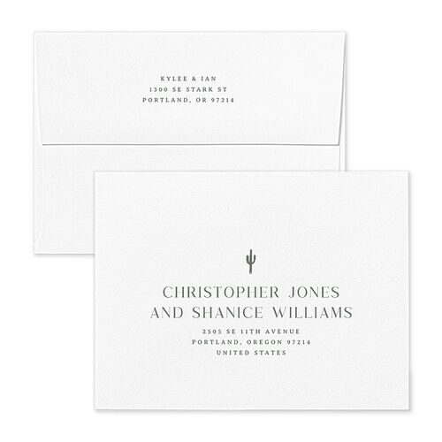 Western Desert Cactus Save the Date Magnet Envelopes Eucalyptus Rose Recipient Address Signature Standard