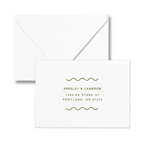 Cabana Stripes Response Card Euro Envelopes Olive Luxe White Return Address