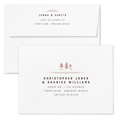 Iconic Mountain Bridal Shower Invitation Envelopes White Burgundy Both Recipient and Return Addresses Signature Standard