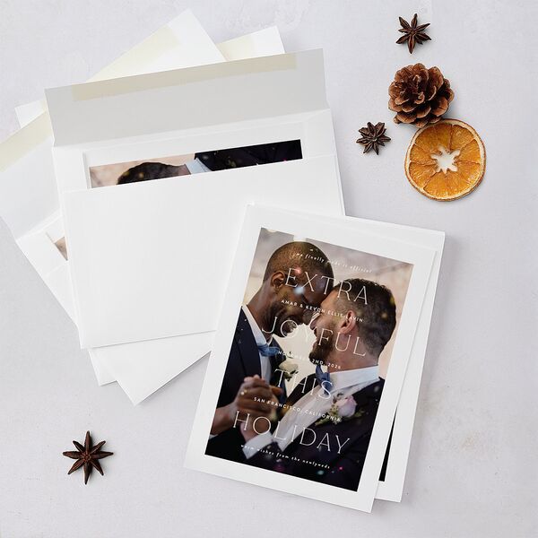 Extra Joy Holiday Cards Charcoal Signature Blank Portrait Standard