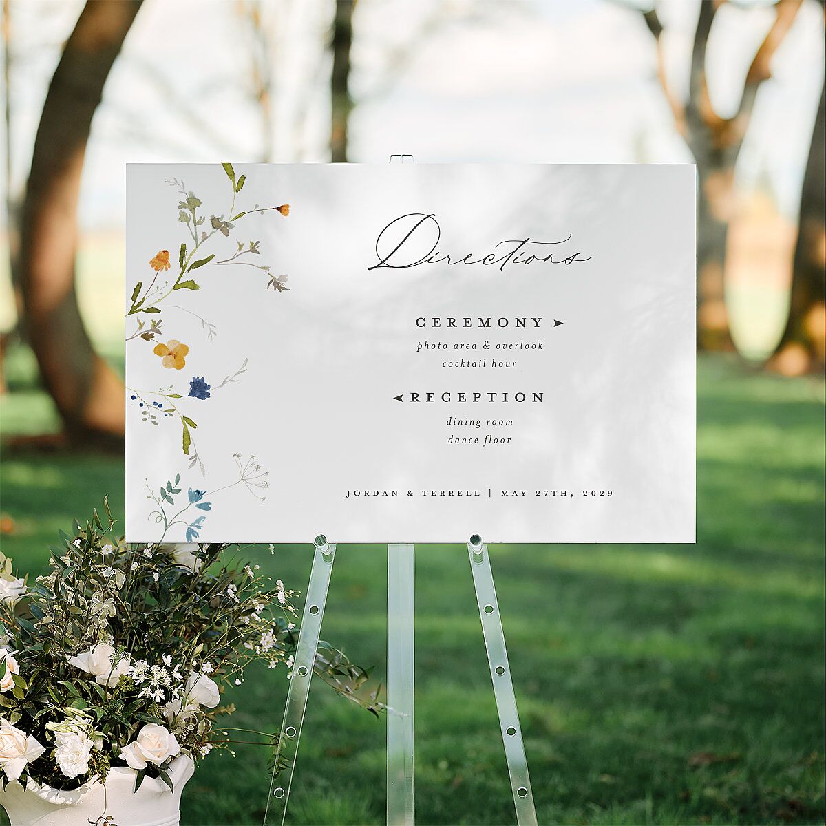 Dainty Wildflowers Standard Direction Sign Large Sunflower Standard Indoor Foam Core L Direction