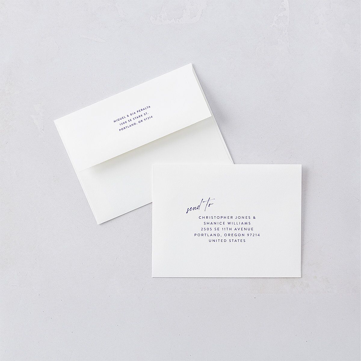 Hand Written With Love Thank You Card Envelopes White Jewel Blue Both Recipient and Return Addresses Signature Standard