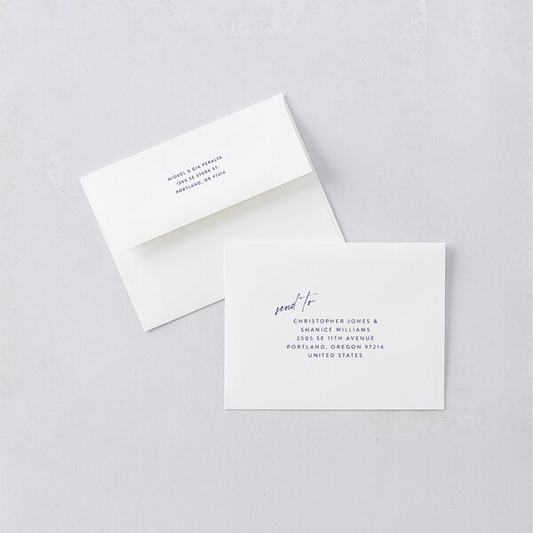 Hand Written With Love Thank You Card Envelopes White Jewel Blue Both Recipient and Return Addresses Signature Standard