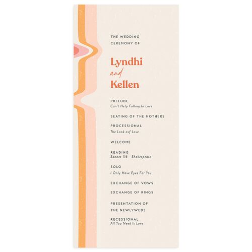 Groovy Lines Wedding Programs Coral Pink Signature