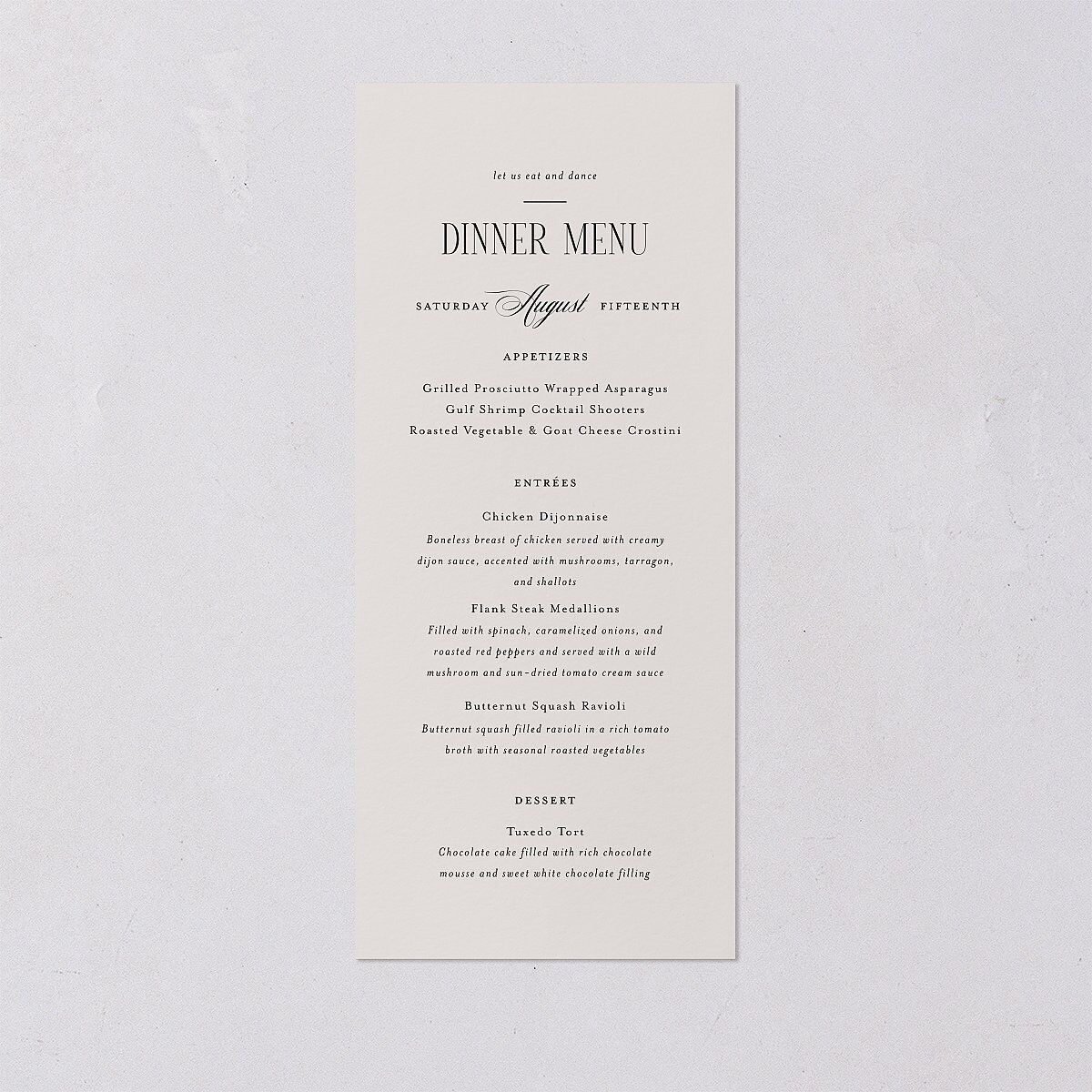 Cosmopolitan Menus Champagne Signature
