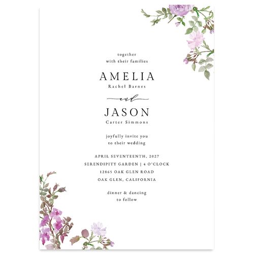 Minimal Floral Wedding Invitations Amethyst Signature Blank No Standard