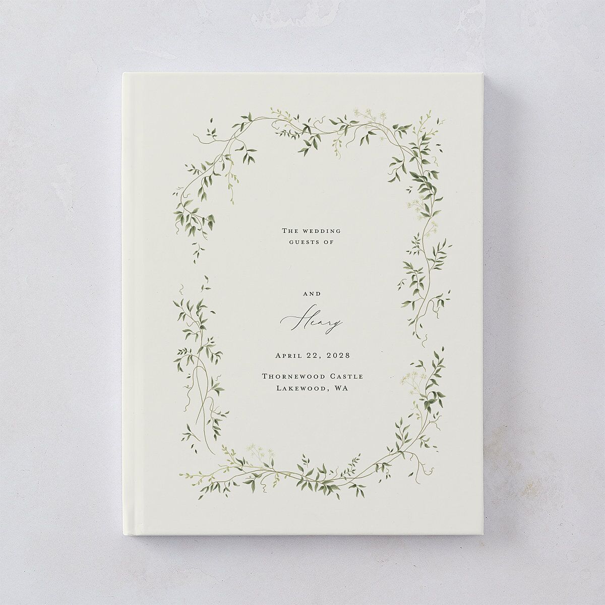 Dainty Fairytale Greenery Guest Books Hunter Green