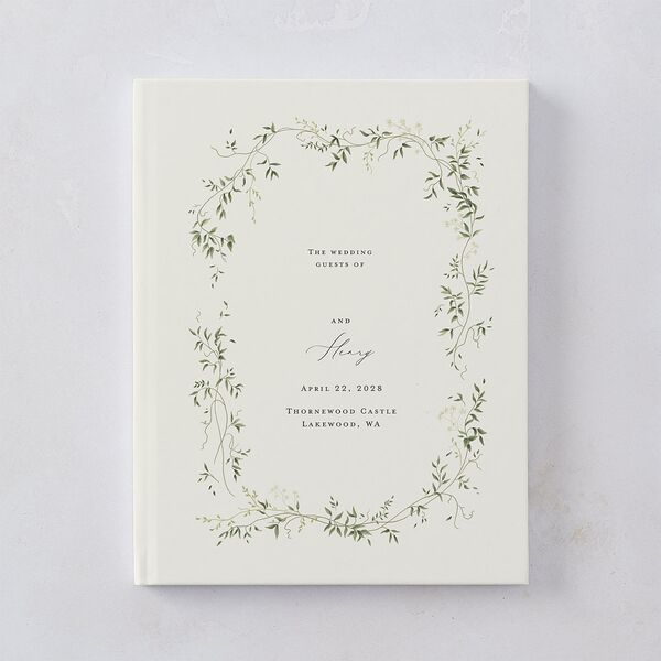 Dainty Fairytale Greenery Guest Books Hunter Green