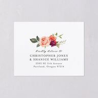 Vibrant Floral All-in-One Wedding Invitations Deep Claret Signature Light Both Recipient and Return Addresses