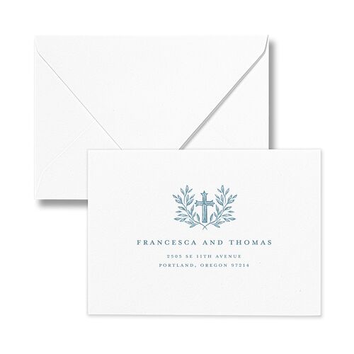 Classic Catholic Sacred Heart Response Card Euro Envelopes White Stream Return Address Luxe