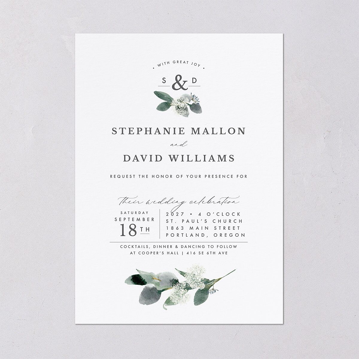 Elegant Greenery Wedding Invitations — view 2