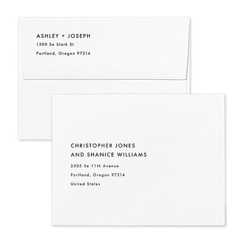 Modern Wave Save the Date Petite Card Envelopes White Standard Cream Both Recipient and Return Addresses Signature