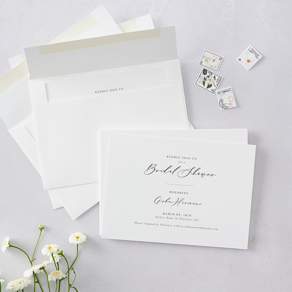 Timeless Script Bridal Shower Invitations — view 5