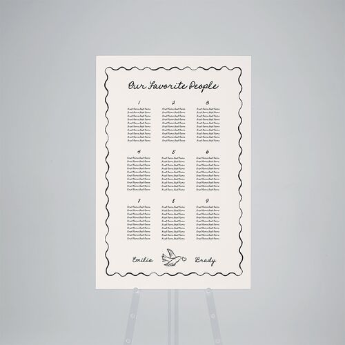 Vintage Lovebird Banner Standard Seating Chart Large Linen Standard Indoor Foam Core L Seating