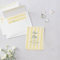 Cabana Stripes Save the Date Petite Cards Lemon Signature smooth Blank Standard