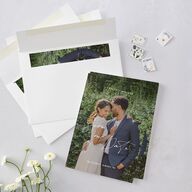 Picture This Photo Save the Date Cards Medieval Grey Signature smooth Blank No Standard
