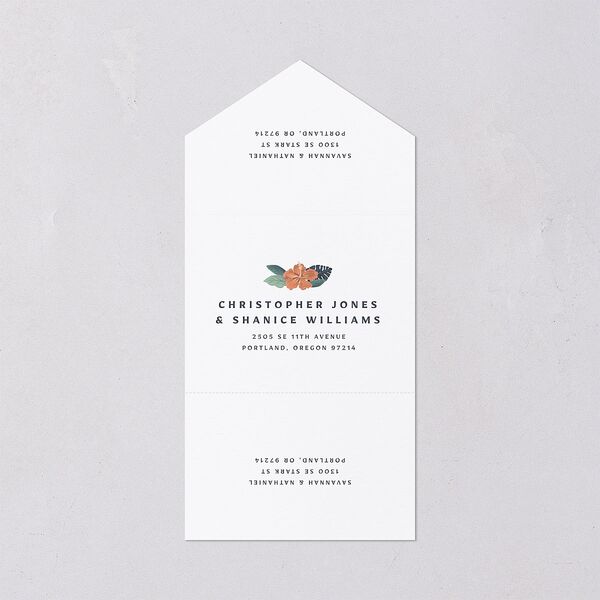 Vintage Hawaiian Island All-in-One Wedding Invitations Rose Gold Signature Light Both Recipient and Return Addresses No