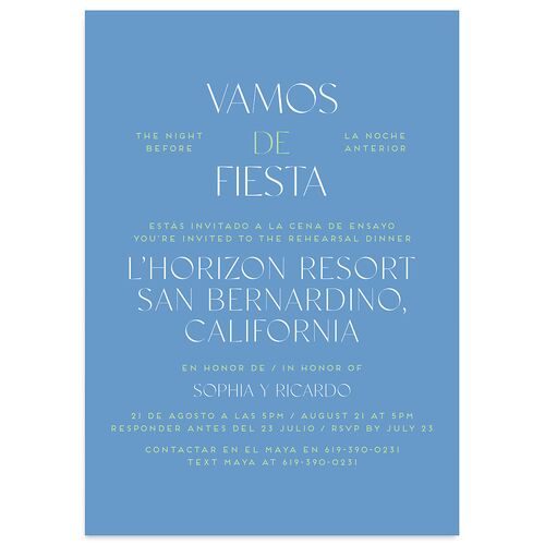 Color del Amor Rehearsal Dinner Invitations Sea Blue Signature Blank Standard