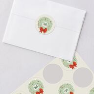 Vintage Holiday Wreath Holiday Stickers Hunter Green Circle