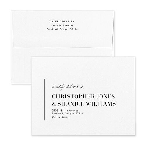 Classic Border Thank You Card Envelopes Pure White White Both Recipient and Return Addresses Signature Standard