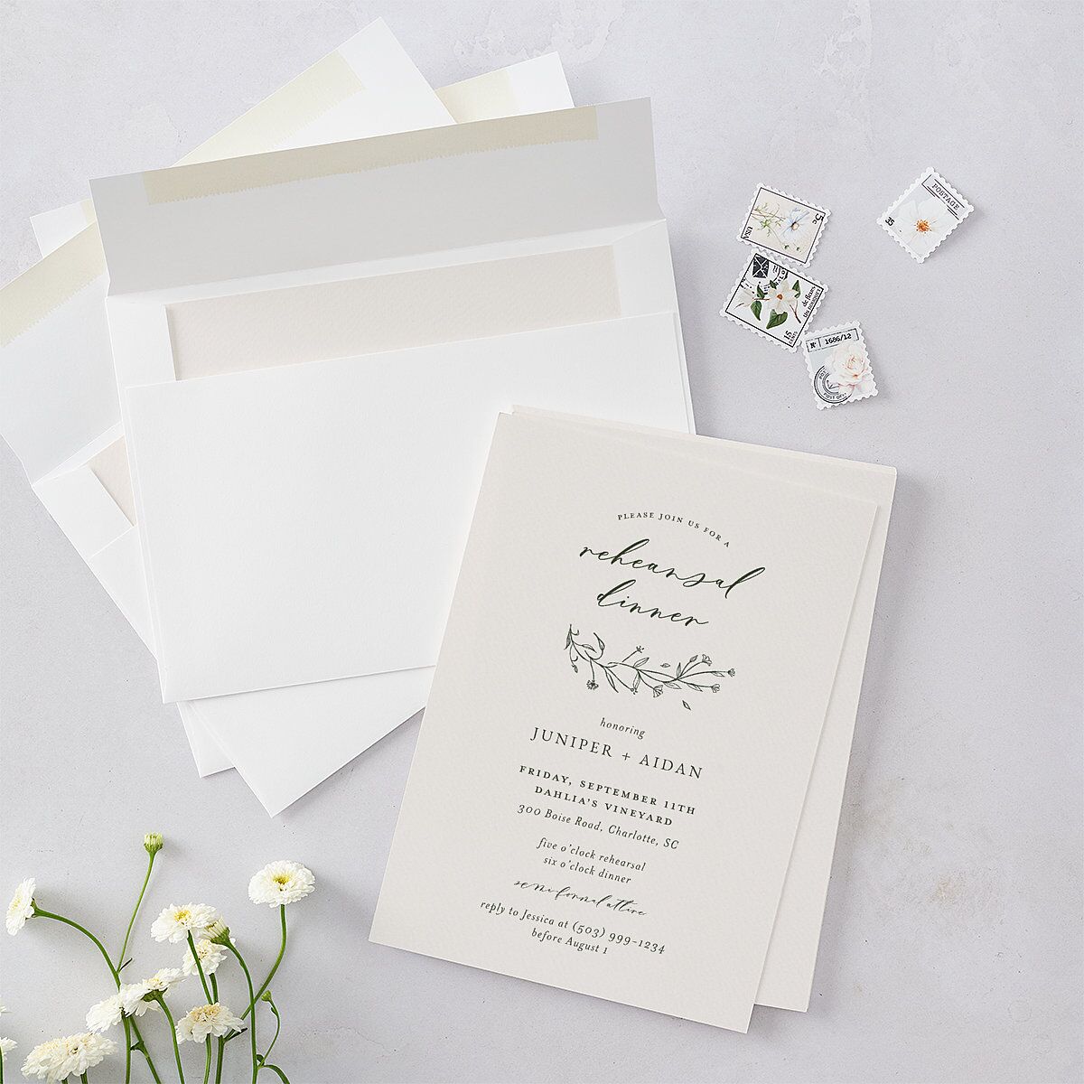 Gilded Monogram Rehearsal Dinner Invitations Dark Camo Signature Blank Standard