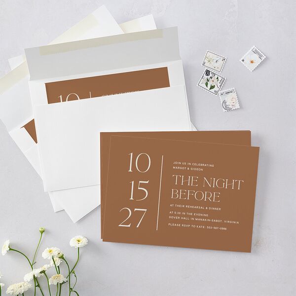 Climbing Leaves Rehearsal Dinner Invitations Copper Signature Blank