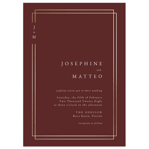 Double Frame Wedding Invitations Gold Merlot Signature Blank No Standard