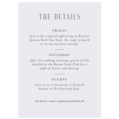 Boston Skyline Wedding Enclosure Cards Sheer Lilac Signature Standard