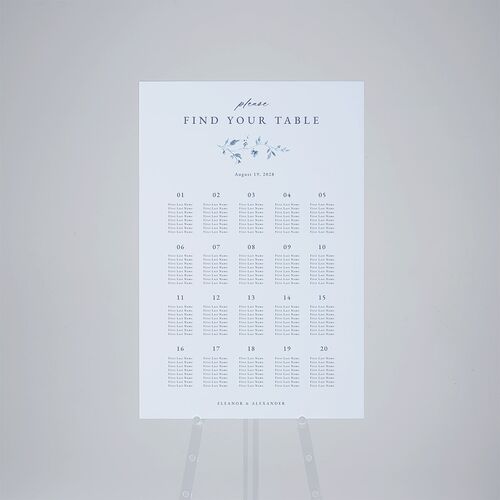Timeless Floral Standard Seating Chart Large Dusty Blue Standard Outdoor Corrugated L Seating