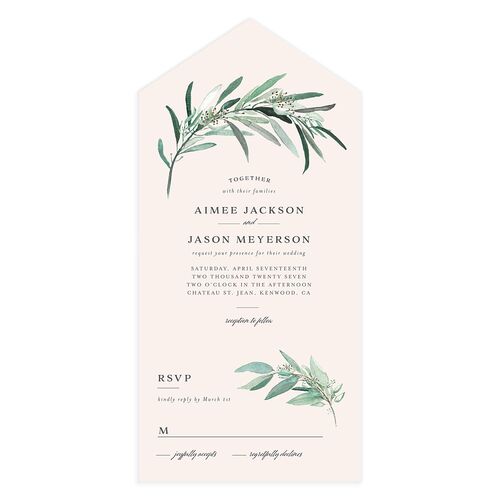 Lush Greenery All-in-One Wedding Invitations Peony Signature Light Both Recipient and Return Addresses No