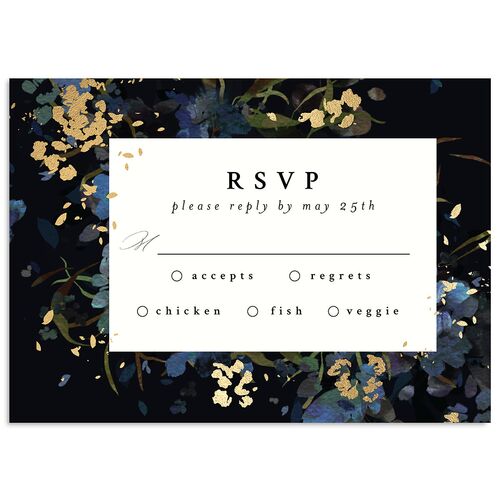 Midnight Floral Wedding Response Cards Gold Navy Signature Standard