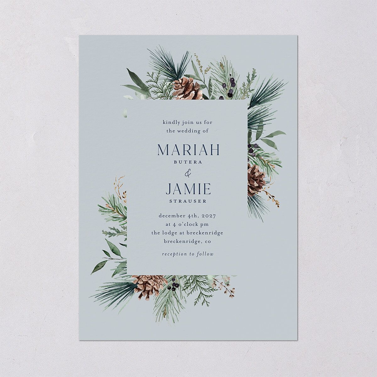 Rustic Pine Wedding Invitations — view 2