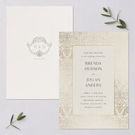 Ornate Regency Wedding Invitations Gold Bisque Signature Blank No