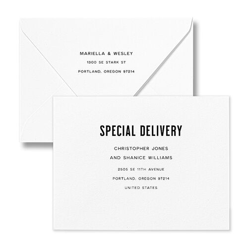 These Kids Save the Date Magnet Euro Envelopes Linen White Recipient Address Luxe Signature