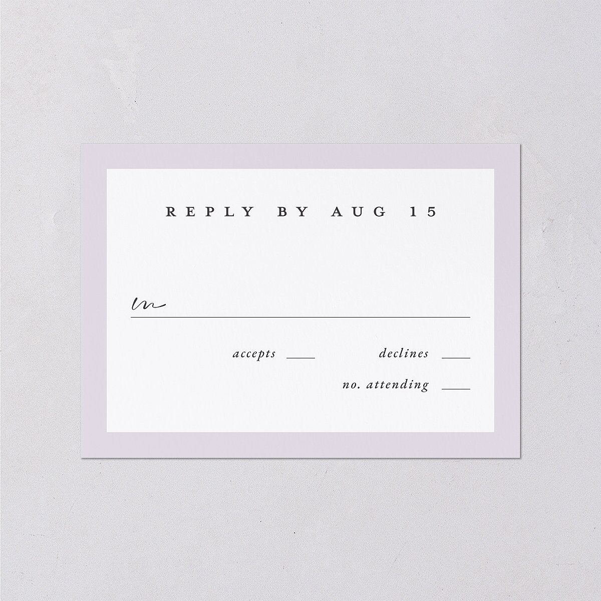 Ethereal Floral Wedding Response Cards Sheer Lilac Signature