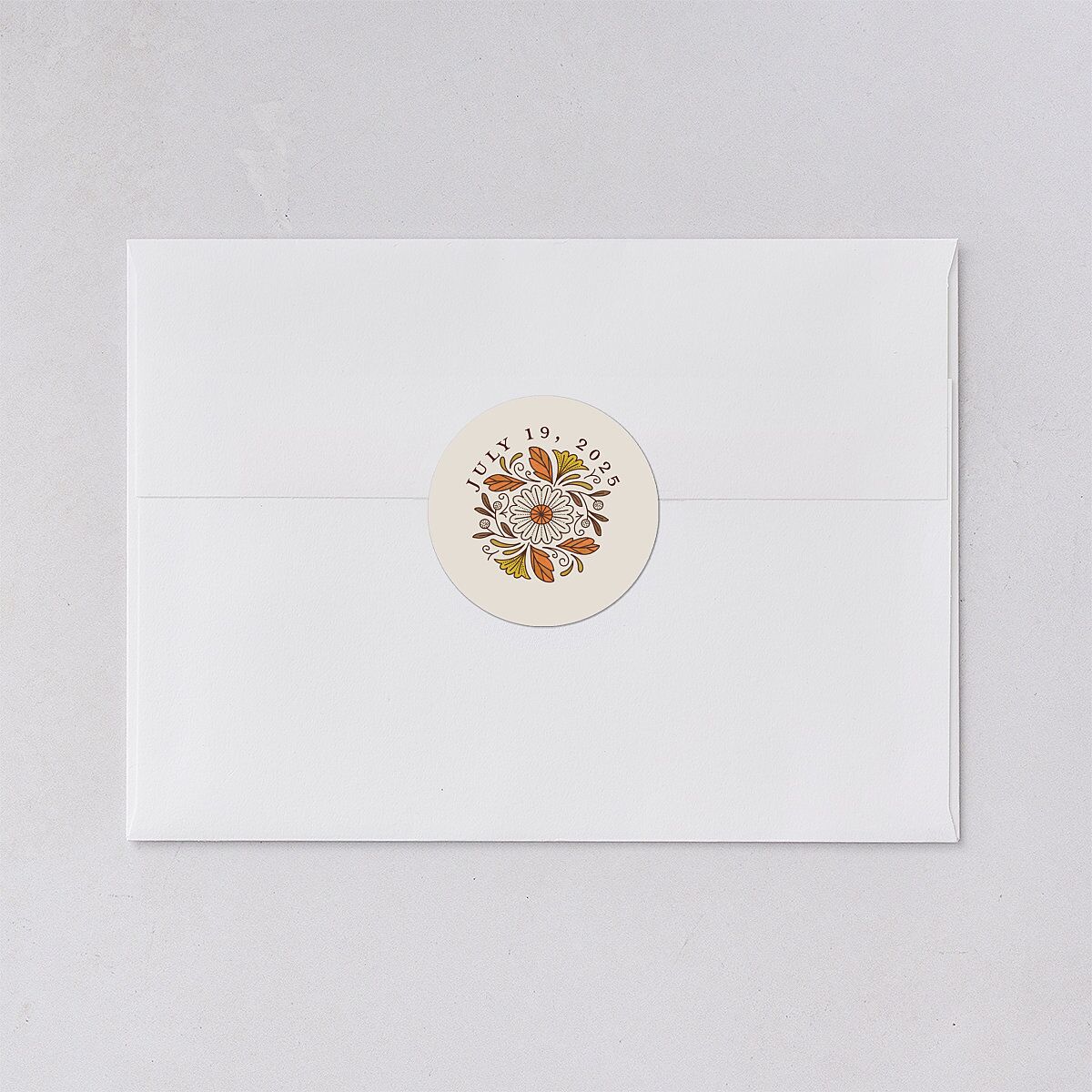 Intricate Vintage Wedding Stickers Tan Circle