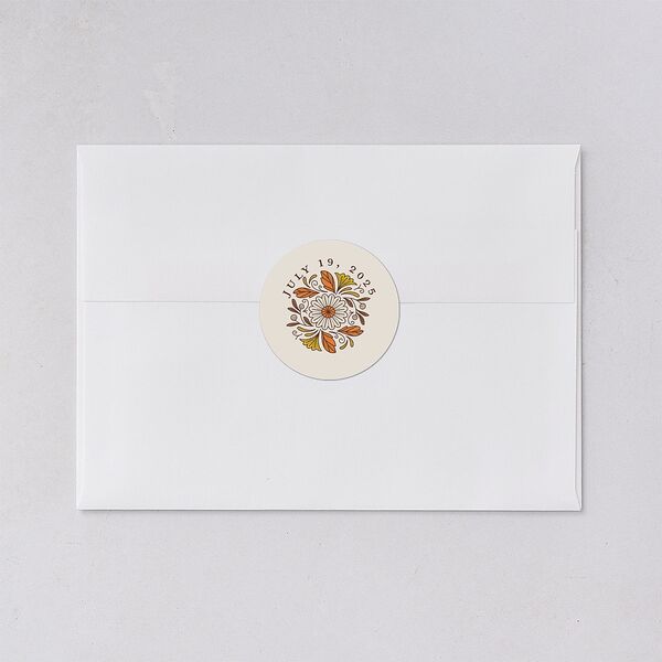 Intricate Vintage Wedding Stickers Tan Circle