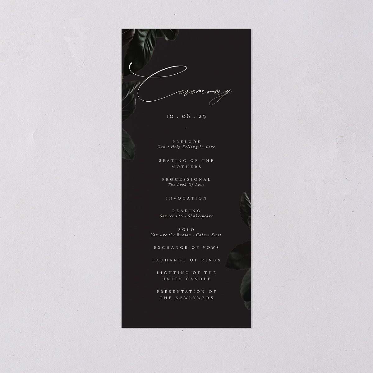 Vintage Gothic Wedding Programs Licorice Signature