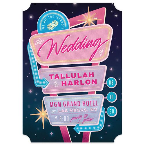 Las Vegas Love Wedding Invitations Rose Pink Signature Blank No Ticket