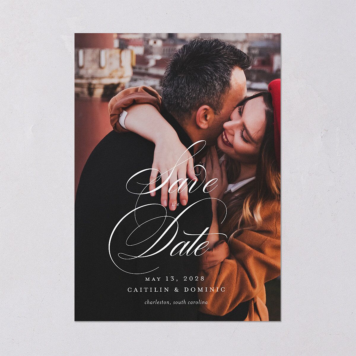 Classic Flourish Save The Date Cards Pure White Signature smooth Blank No Standard