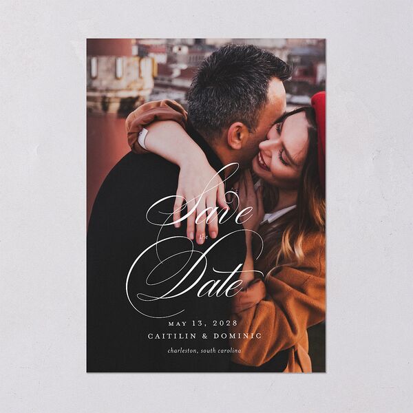 Classic Flourish Save The Date Cards Pure White Signature smooth Blank No Standard