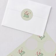Married Christmas Calligraphy Holiday Stickers Hunter Green Circle