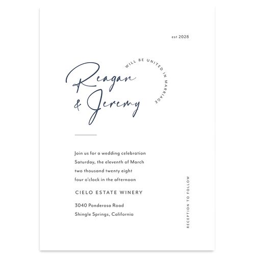Modern Arc Wedding Invitations Moody Blue Signature Blank No Standard