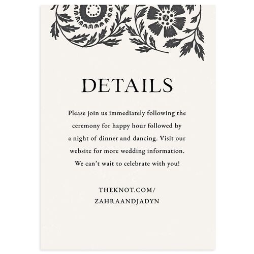 Block Print Wedding Enclosure Cards Charcoal Signature Standard